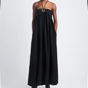 Proenza Schouler Matte Double Crepe Strapless Dress Long Maxi Black Formal
